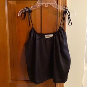 Urban Outfitters black silk top with adjustable bow tie straps